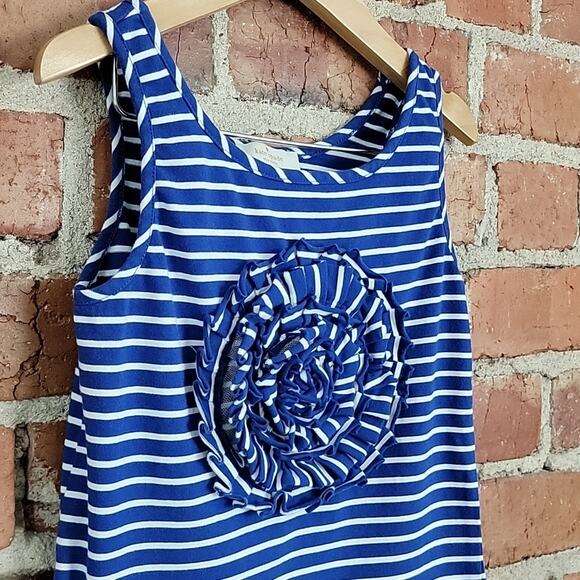 Kate Spade Girl's Alessa Rosette Tank Navy White Stripes Small - Picture 2 of 10